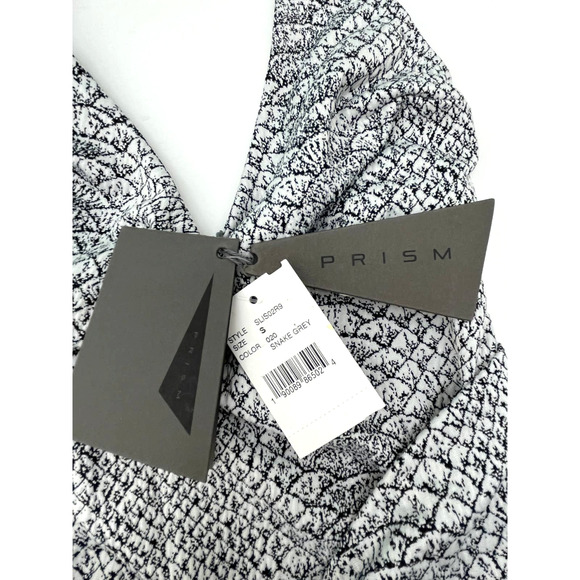 Prism Snake Print High Leg Tie Knot Black & White One Piece Swimsuit Small NWT - Picture 5 of 5